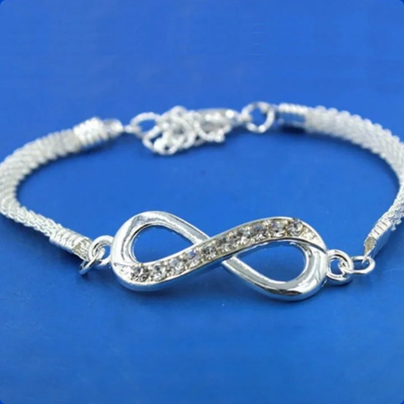 1- Brand New Silver Infinity w Rhinestones Bracelet, number 8 infinity silver - Picture 8 of 8